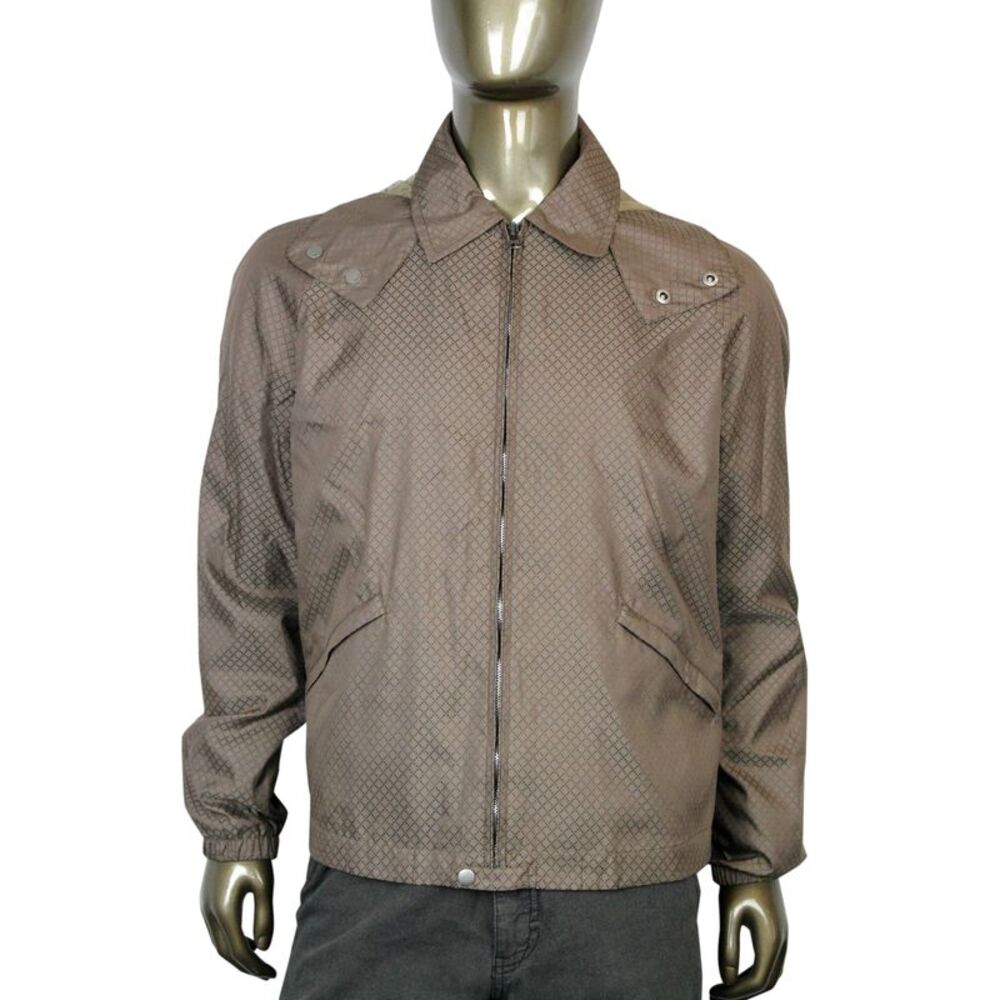 Gucci Men's Diamante Brown Polyamide Polyester Hooded Blouse Jacket(G 56 / US